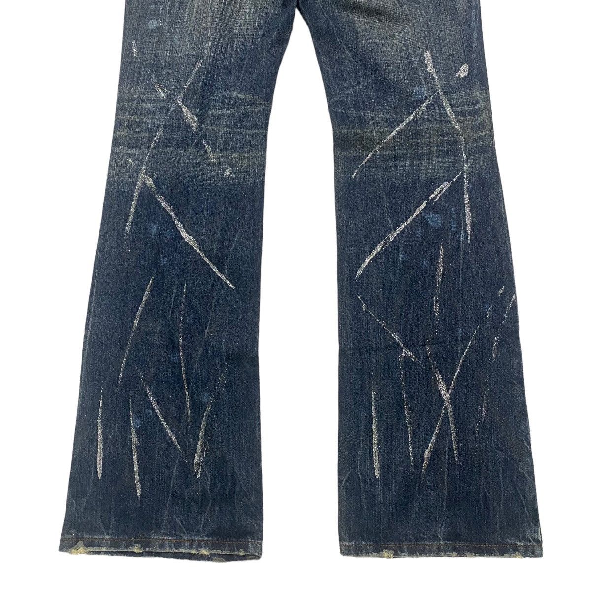 Le Grande Bleu (L.G.B.) - SEMANTIC DESIGN Whisker Denim Flare Jeans Leather Trimmed - 13