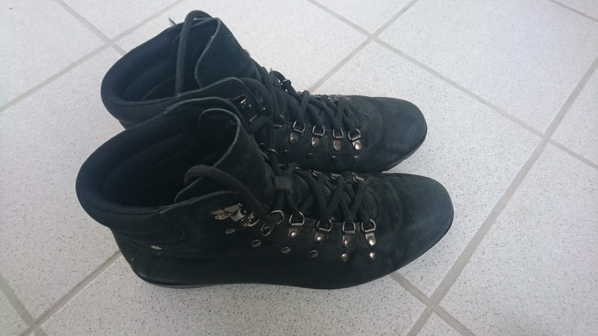 Black Suede Velour Hiking Leather Boots UK7 - 3