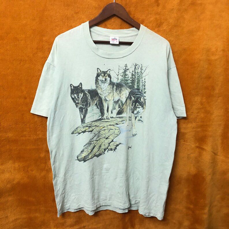 Vintage Wolf Animal Graphic Art Photo Print T-Shirt - 1