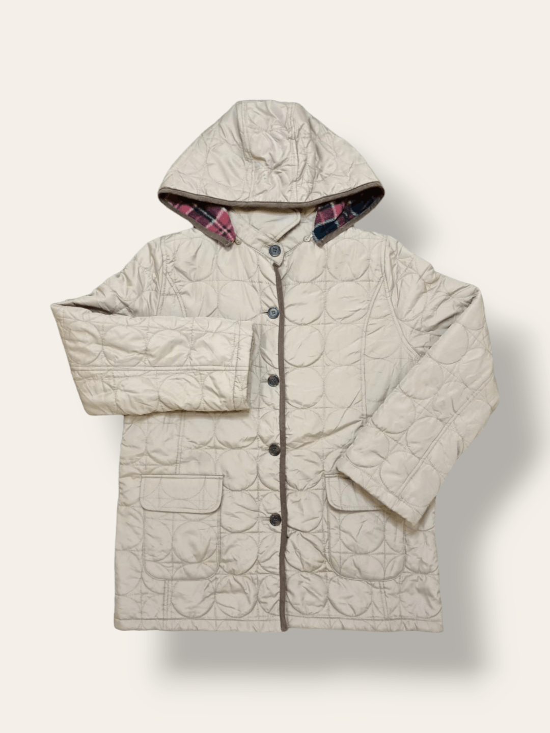 Archival Clothing - ESSEME Japan Button Up Puffer Checked Hooded Jacket - 1