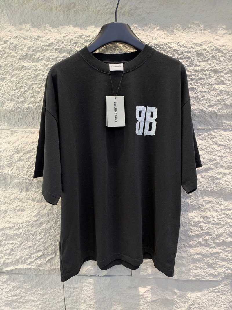 Balenciaga Black 9B Tape Print Short Sleeve T-Shirt - 1