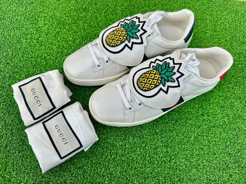 Authentic Gucci New Ace Vintage Web Crystal Pineapple - 1