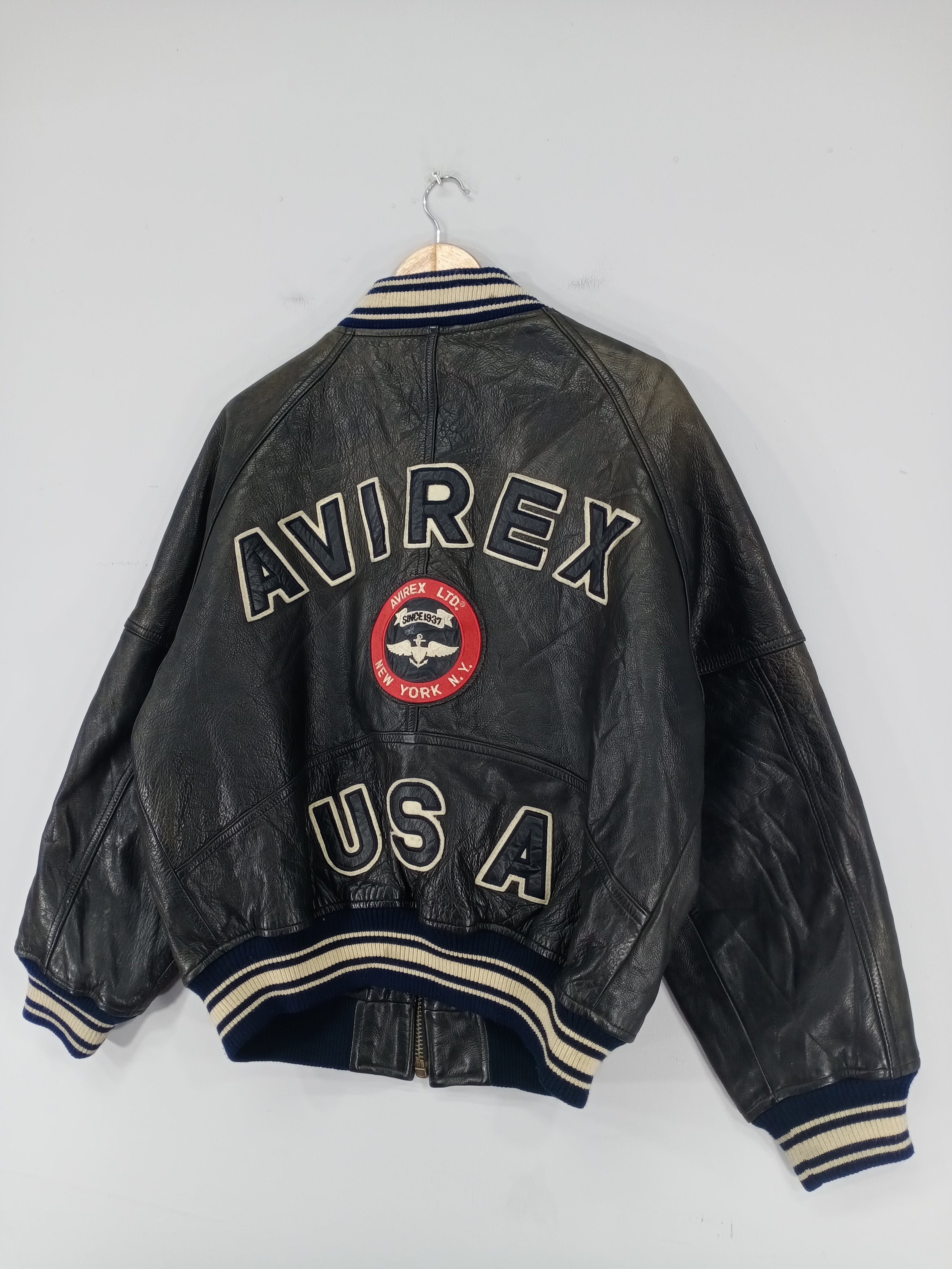 💥RARE💥Vintage Avirex Usa Spell Out Varsity Leather Jacket - 3