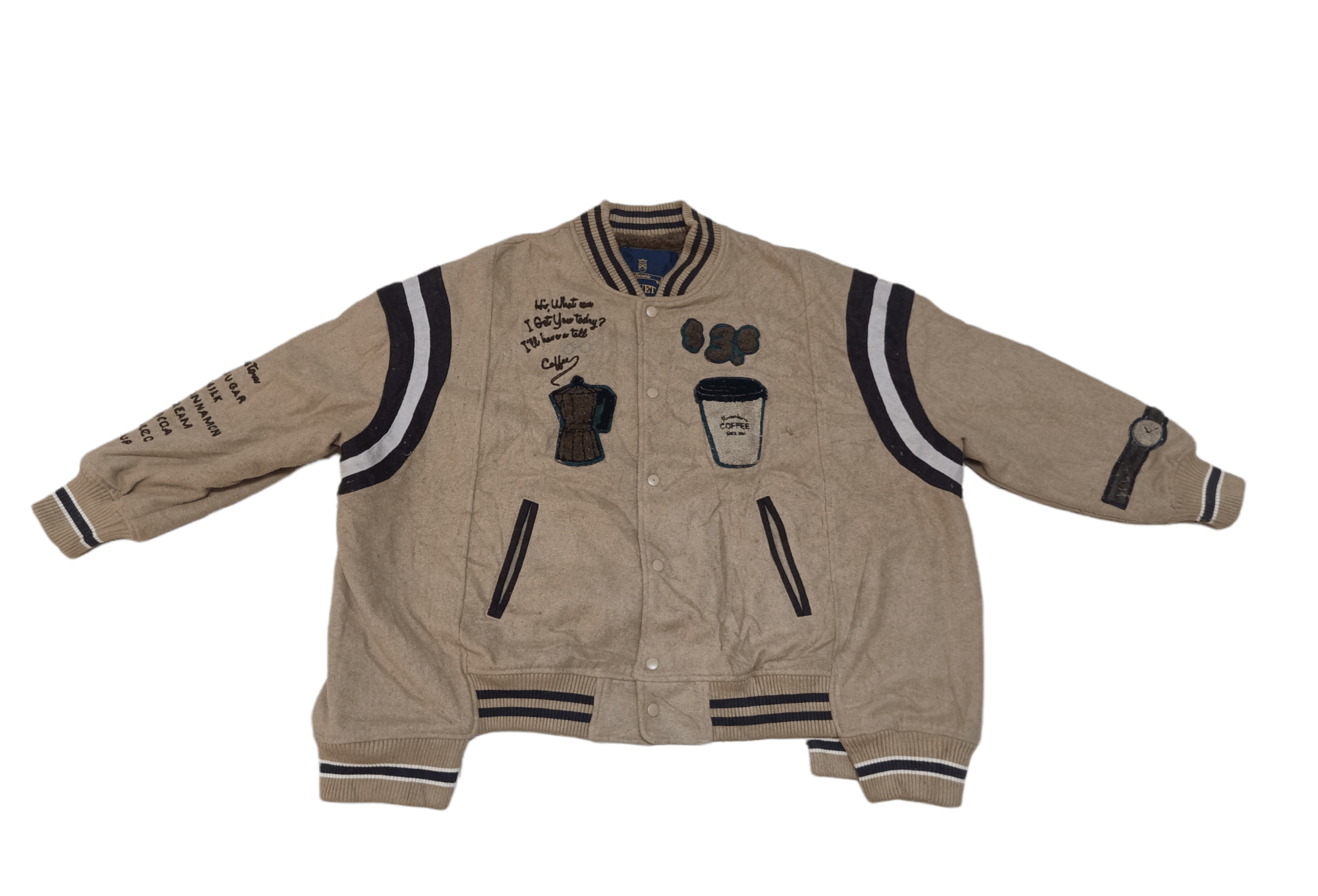 Japanese Brand - Rivet & Surge Coffee Design Varsity Jacket - 1