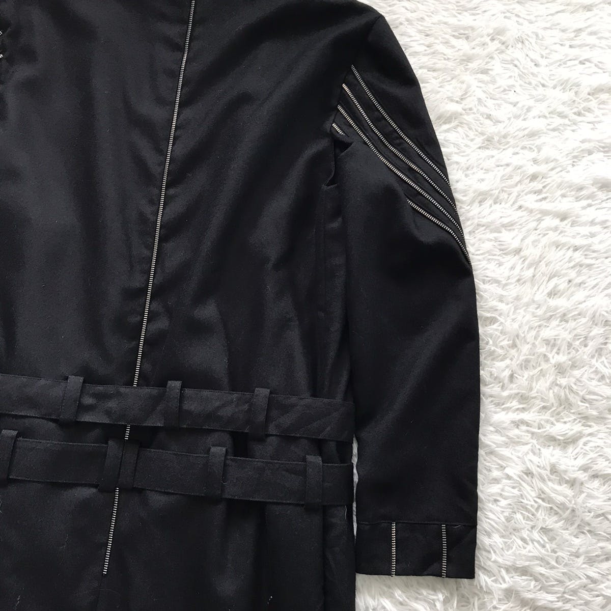 Custom - 💥Rare Goth Punk Bondage Belt Long Coat Jacket Zip Railing - 16