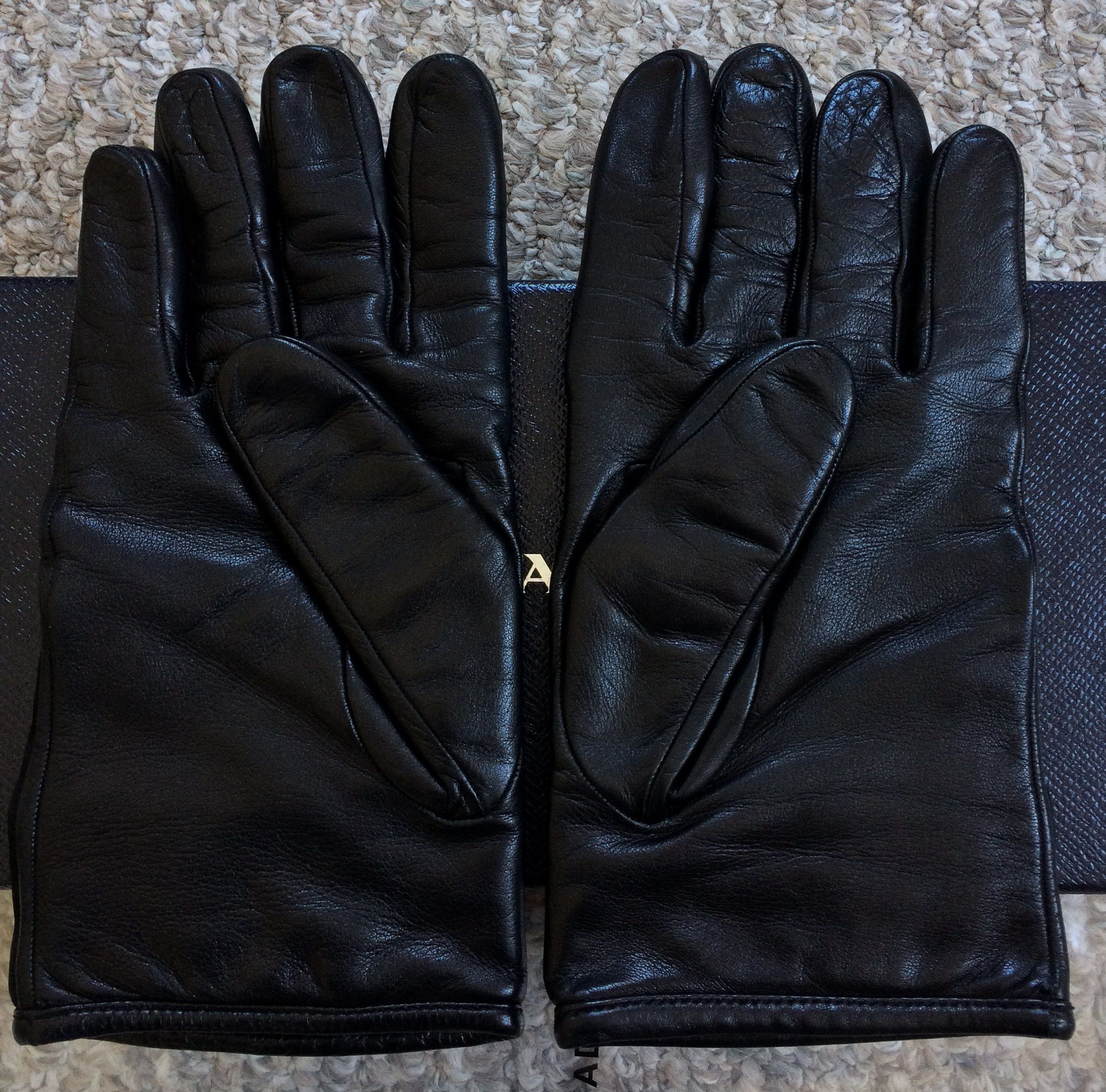 Prada Lambskin Leather Logo Gloves + Box - 4