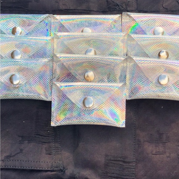 Hand Crafted - Handmade Shiny Iridescent Vinyl Clear Cardholder - 2