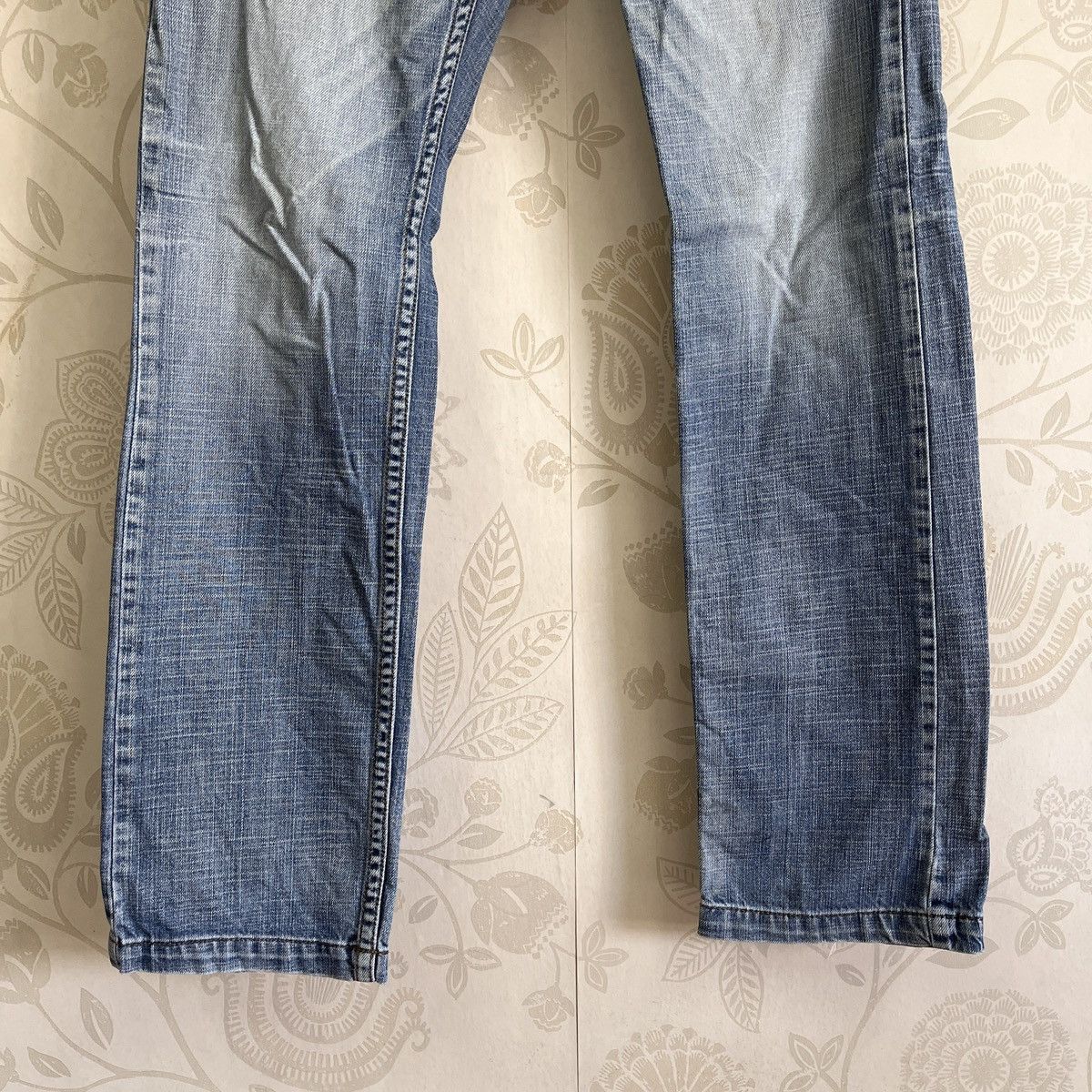 Riobera Vintage Japan Blue Denim Jeans Big Buttons Zipped - 8