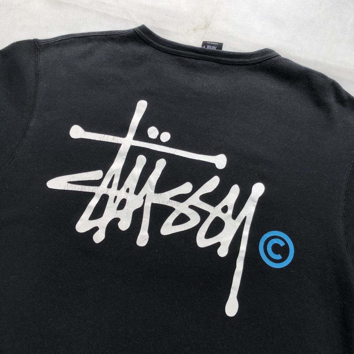 Vintage - Stussy Iconic Signature Crewneck Short Sleeves Sweatshirt - 5