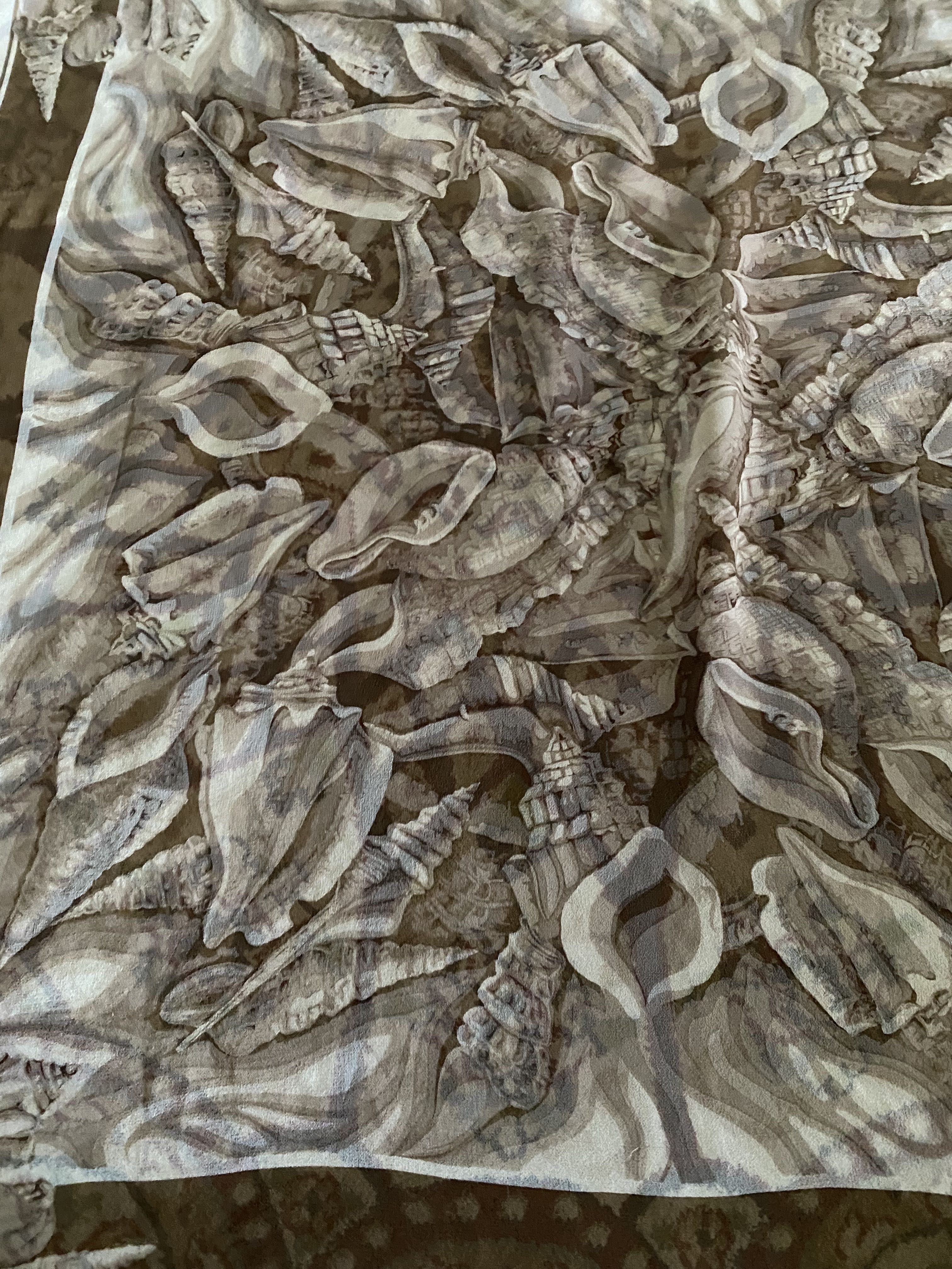 Vintage Silk Scarf Abstract Sea Snail - 2
