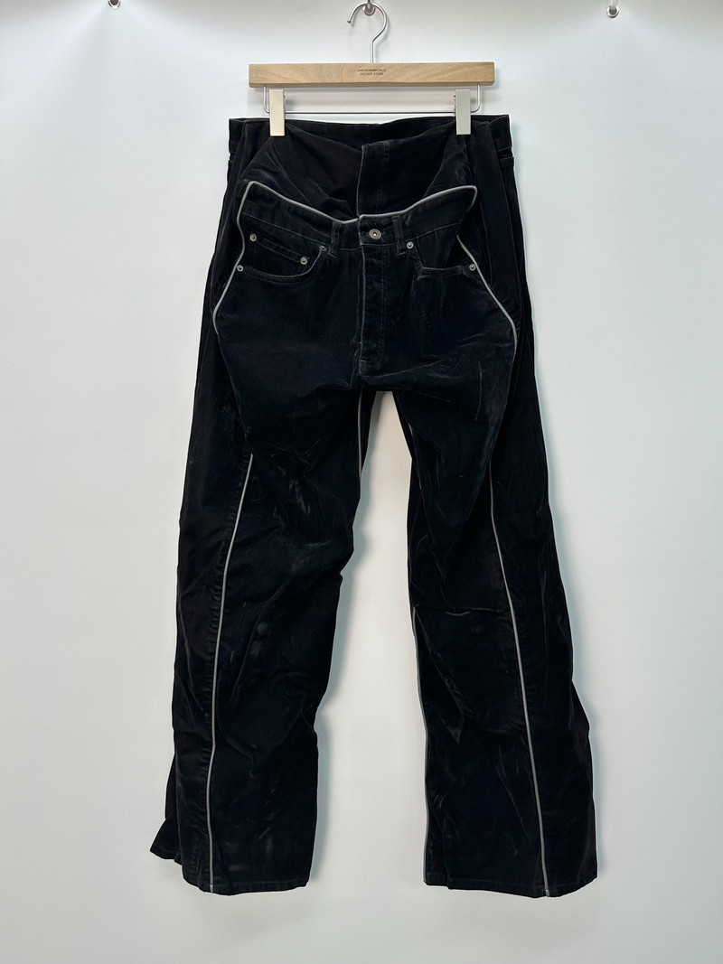 Y/Project runway-style deconstructed velvet wide-leg pants - 1