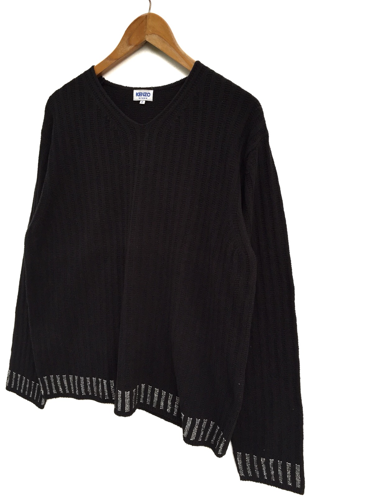 Vintage Japanese Brand Kenzo Hand Knit Black Sweatshirt - 3