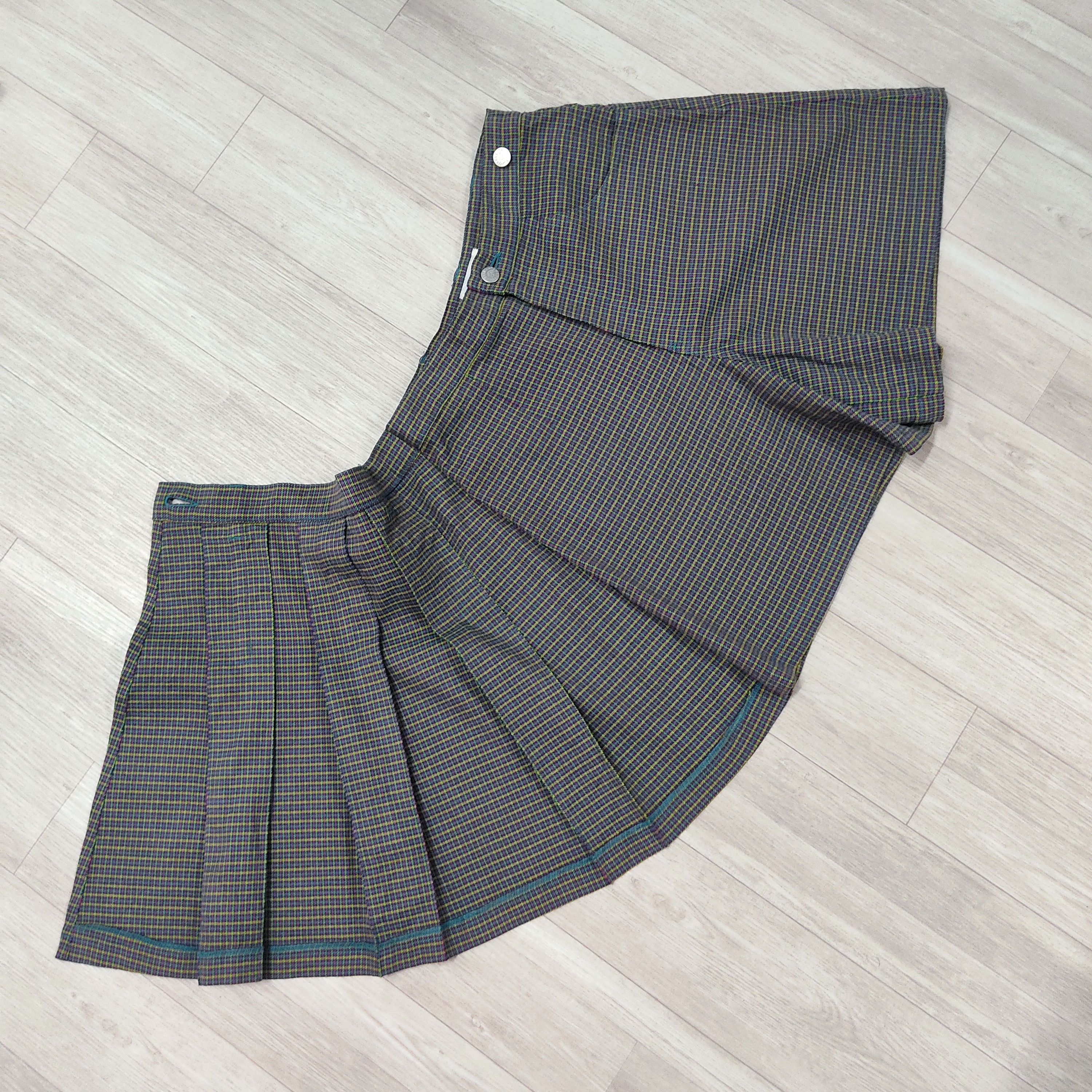 Japanese Brand - ANGEL BLUE Pleated Tartan Checkers Short Pants Skirt - 5