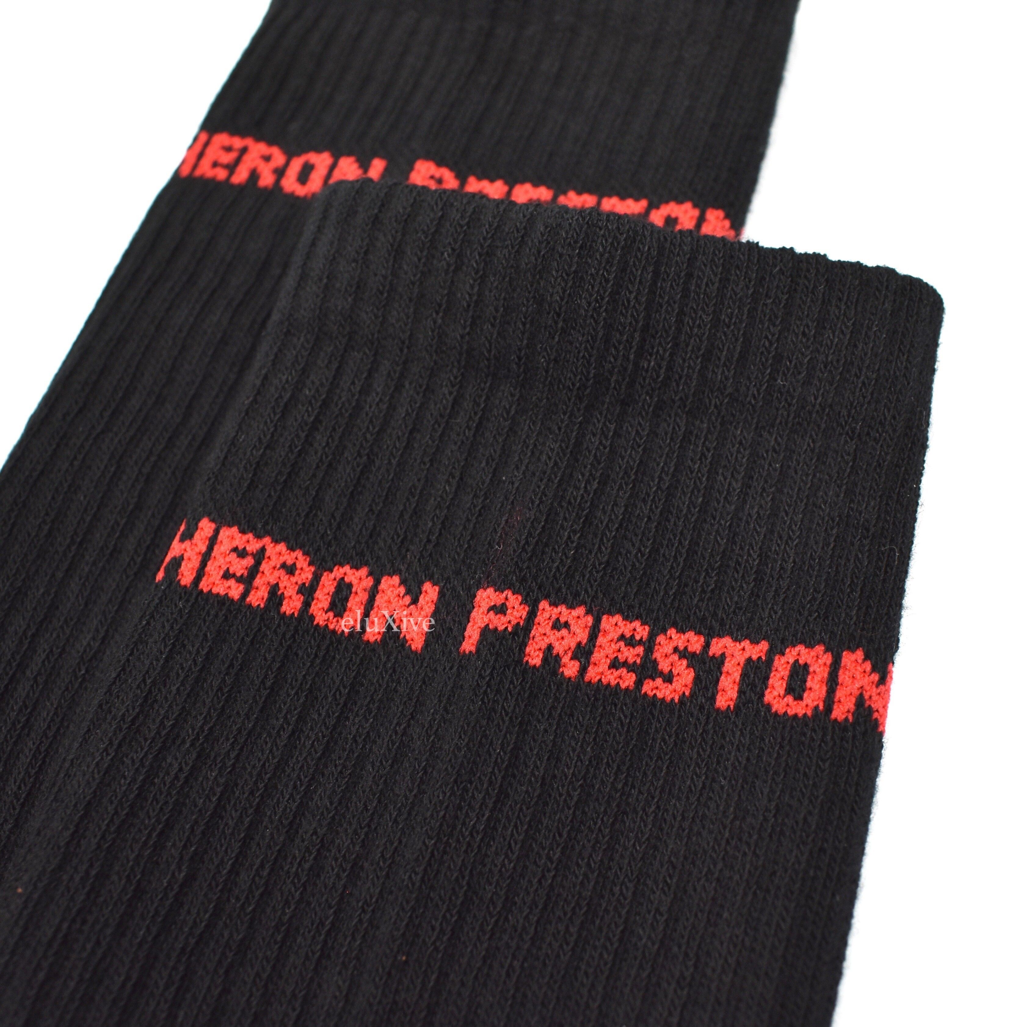 Heron Preston Black Logo Knit Socks M NWT - 5