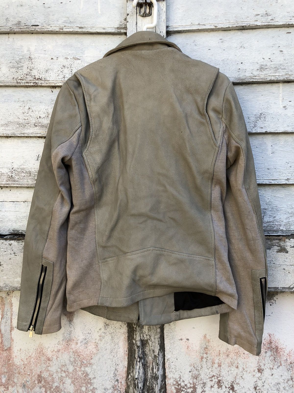 No Id Goat Leather Hybrid Asymetrical Jacket - 4