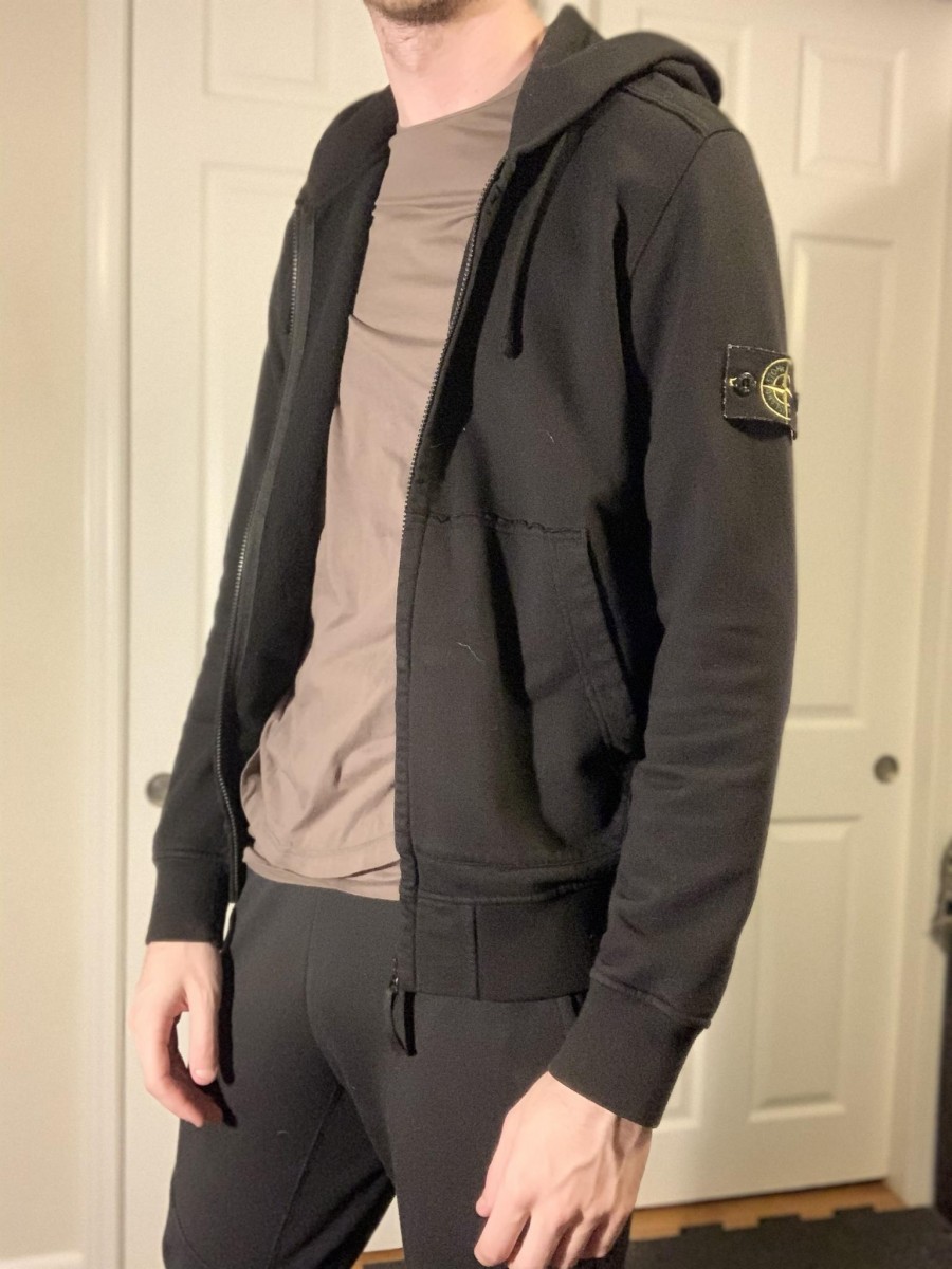 Zip-Up Black Hoodie [M] Hooded Full Zip - 2