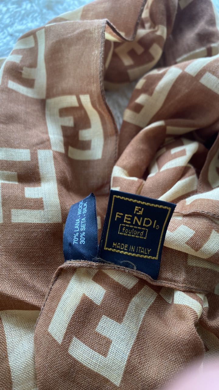 Vintage FENDI Foulard Silk Wool Scarf 11x61 - 6