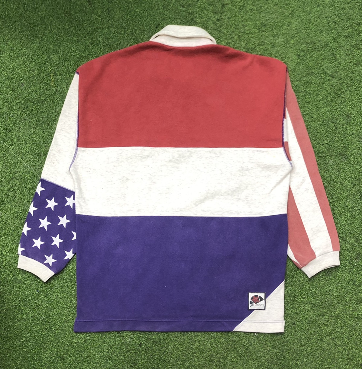 Archival Clothing - VINTAGE ELLESSE SWEATER POLO USA FLAG EMBROIDERY NUMBER - 12