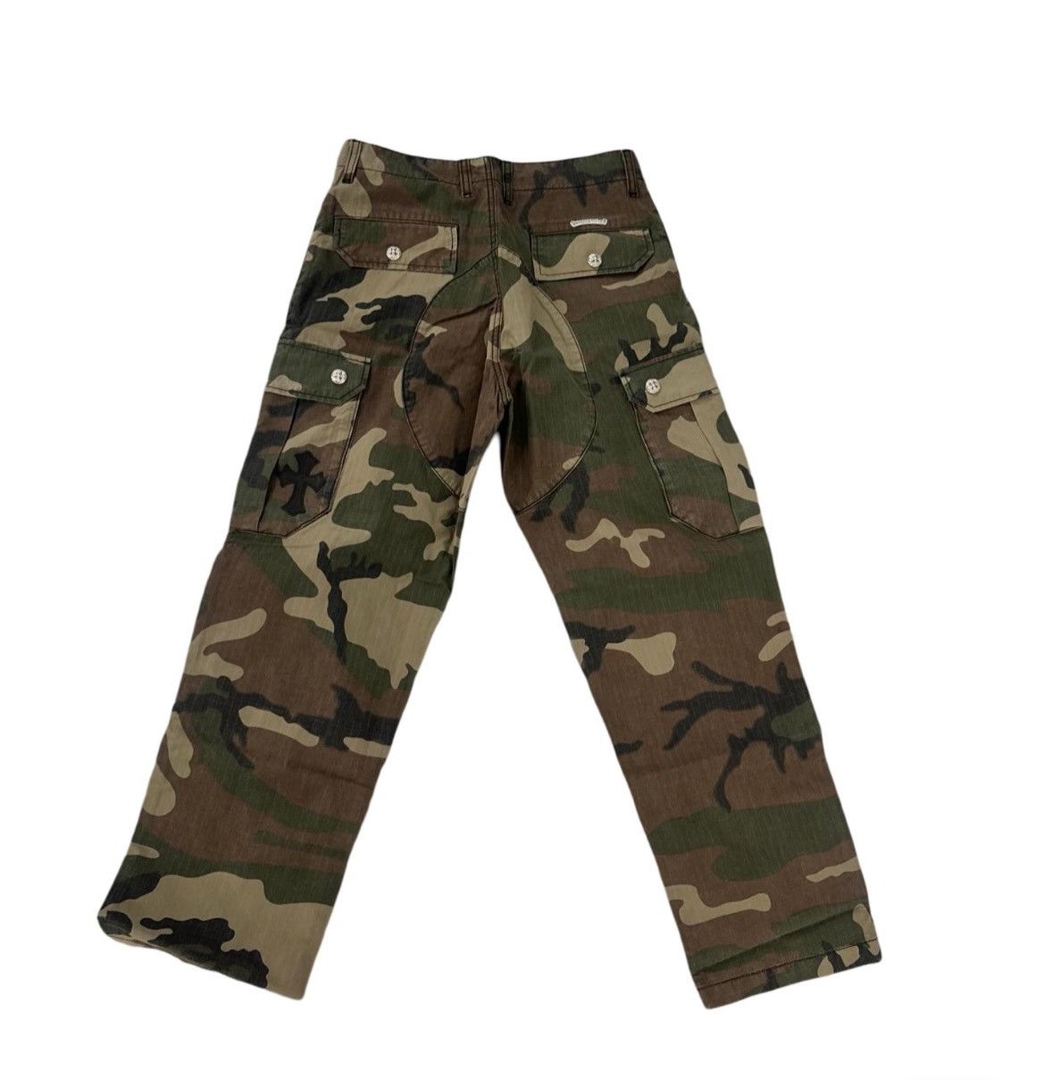 Leather cross patch camouflage cargo pants - 1