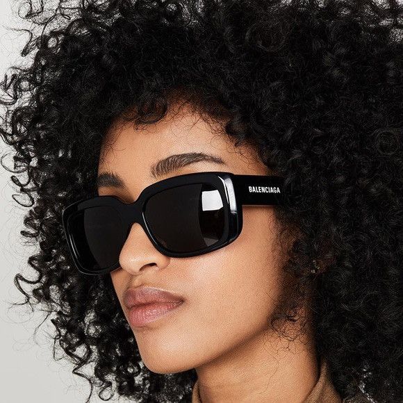 NEW BALENCIAGA BB0072S 001 BLACK WOMEN SQUARE SUNGLASSES - 2