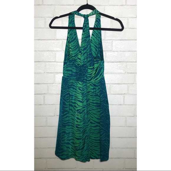 Marciano Green Animal Print Belted Halter Dress - 4