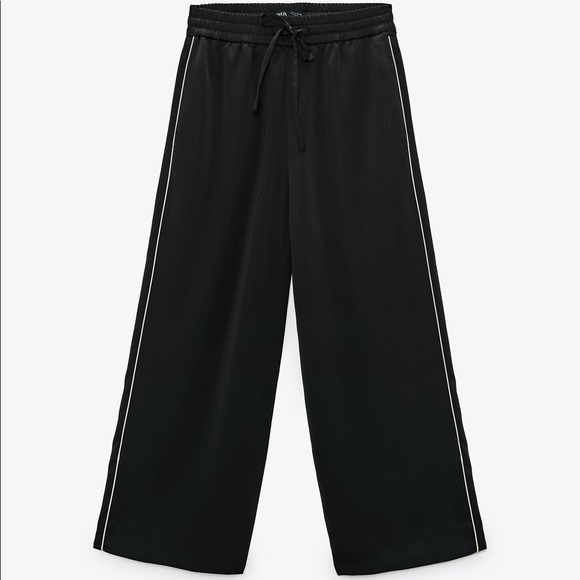 Zara Silky Wide Leg Pajama Style Pants - 1