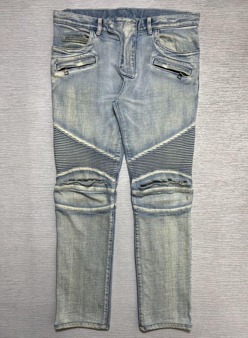 Balmain - Distressed Knee Biker Jeans - 1