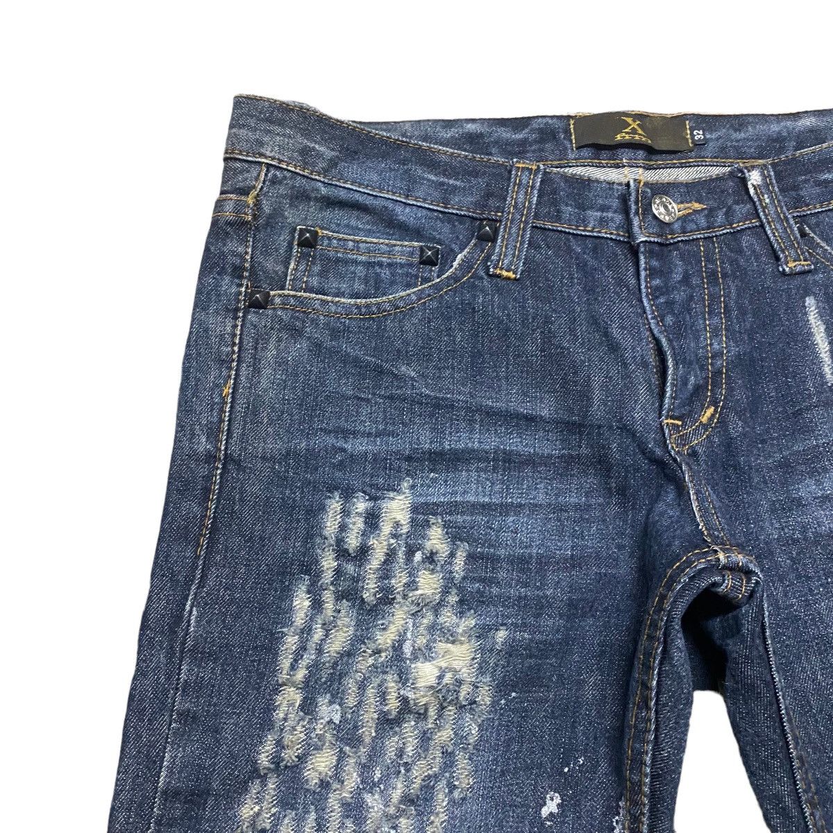 If Six Was Nine - Xfrm Thrashed Denim Flare Jeans Painter - 4