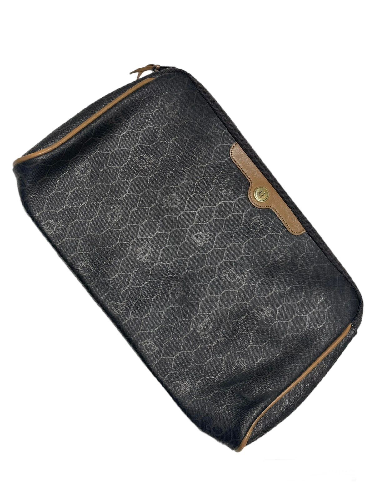 Dior Honey Comb Monogram Leather Clutch Bag - 1