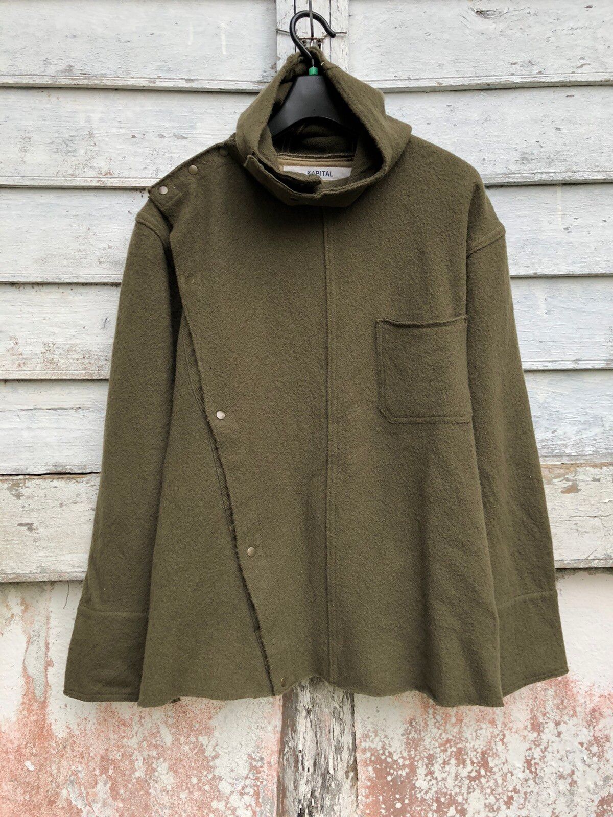 Kapital Wool Asymmetrical Button Hoodie Jacket - 1