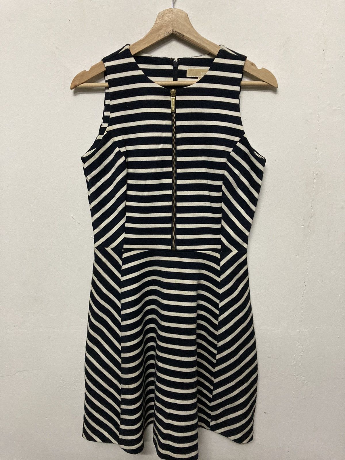 Michael Kors Sleeveless Striped Front Zip A Line Women Dress - 1