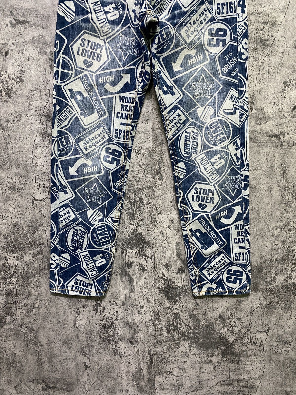 Japanese Brand Full Print Denim Faded like Hysteric Pants - 8