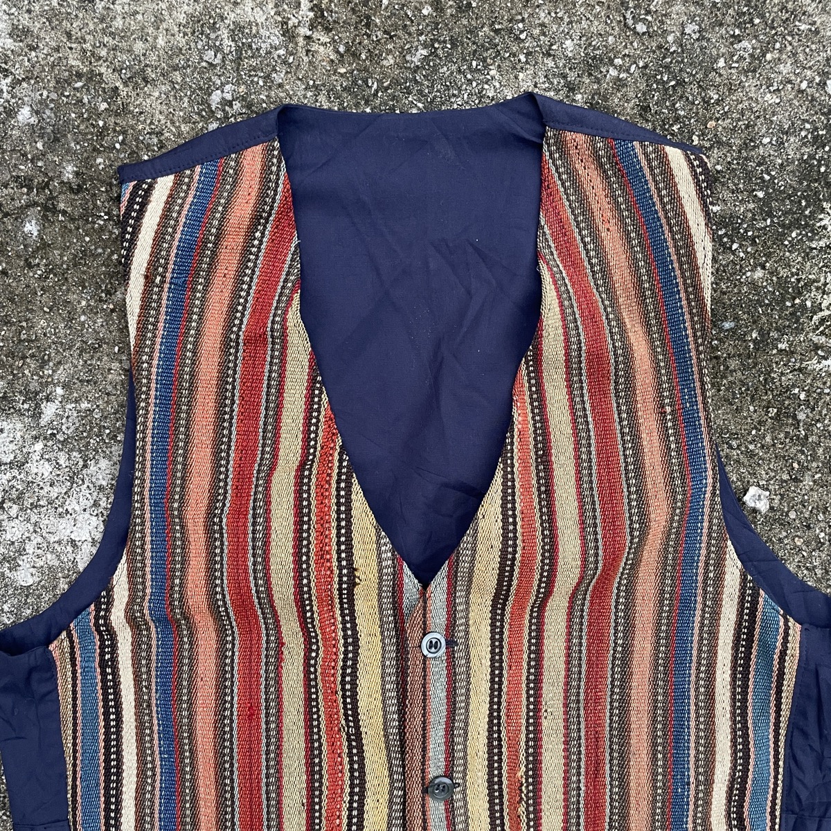 Japanese Brand - Vintage Unbranded Stripe Art Vest - 2