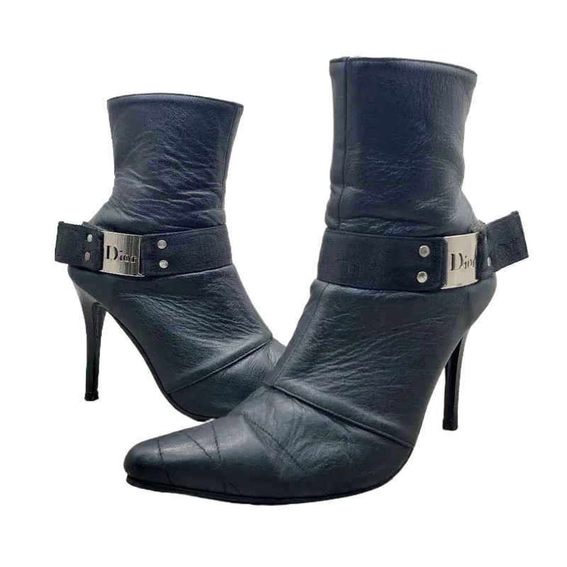 Dior punk pointed-toe nameplate high-heels - 1