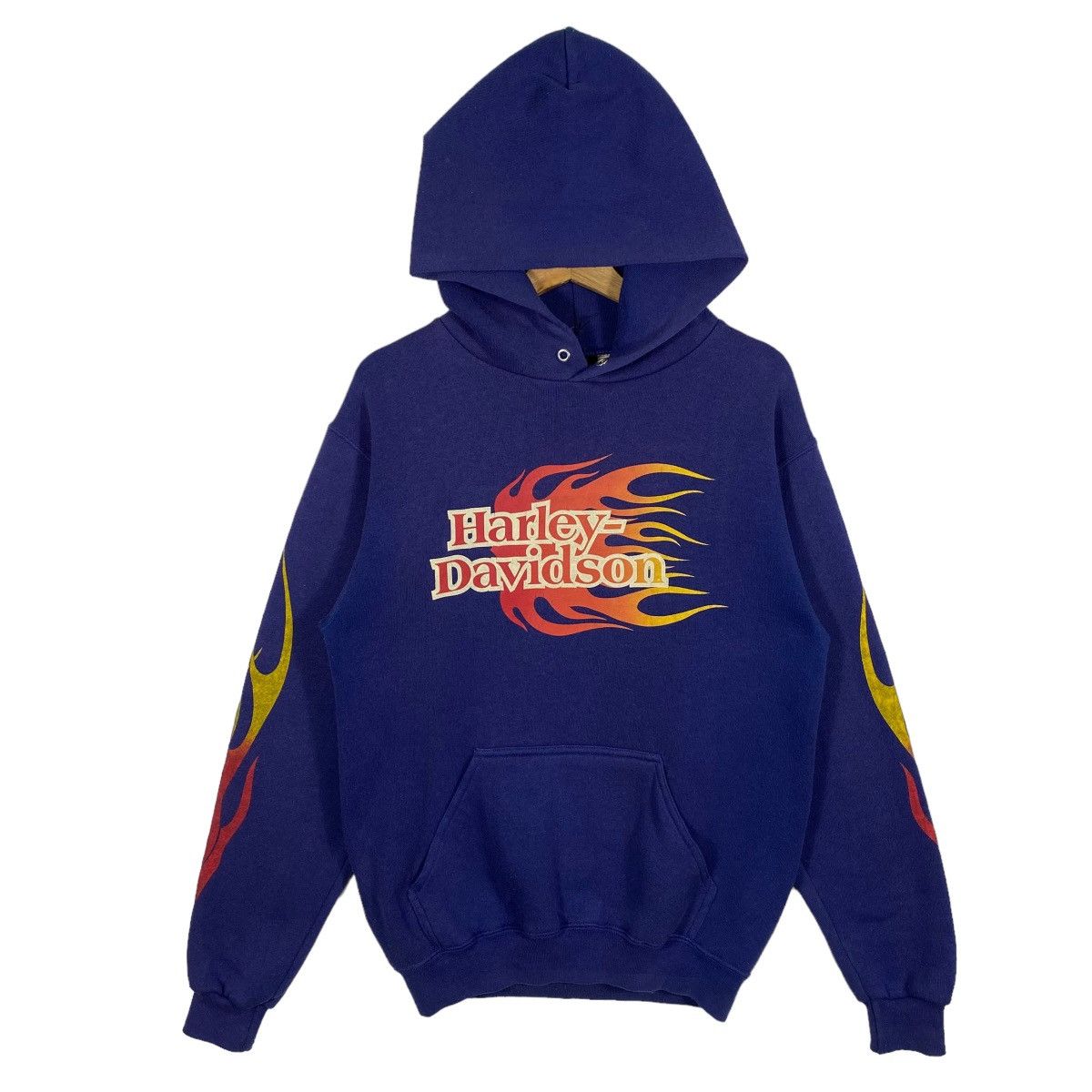 Vintage 90s Harley Davidson Flames Hoodie S Size - 1