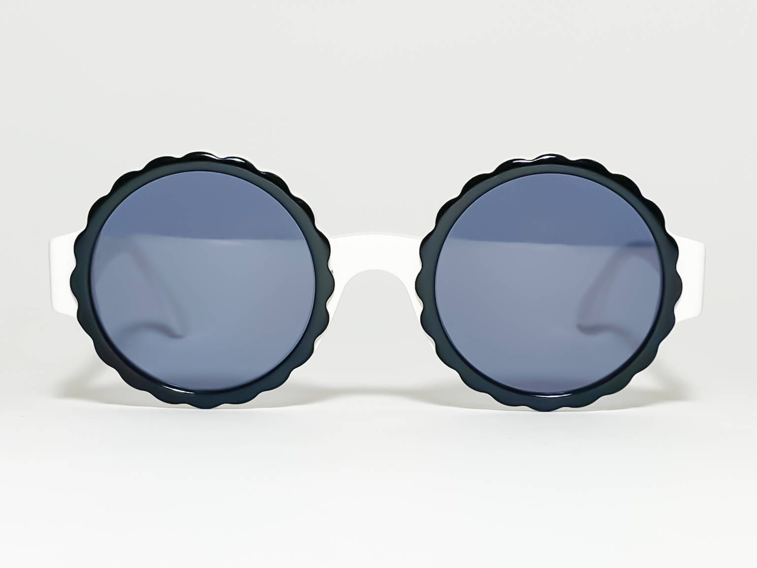 CHANEL Round White Scalloped Sunglasses - 2