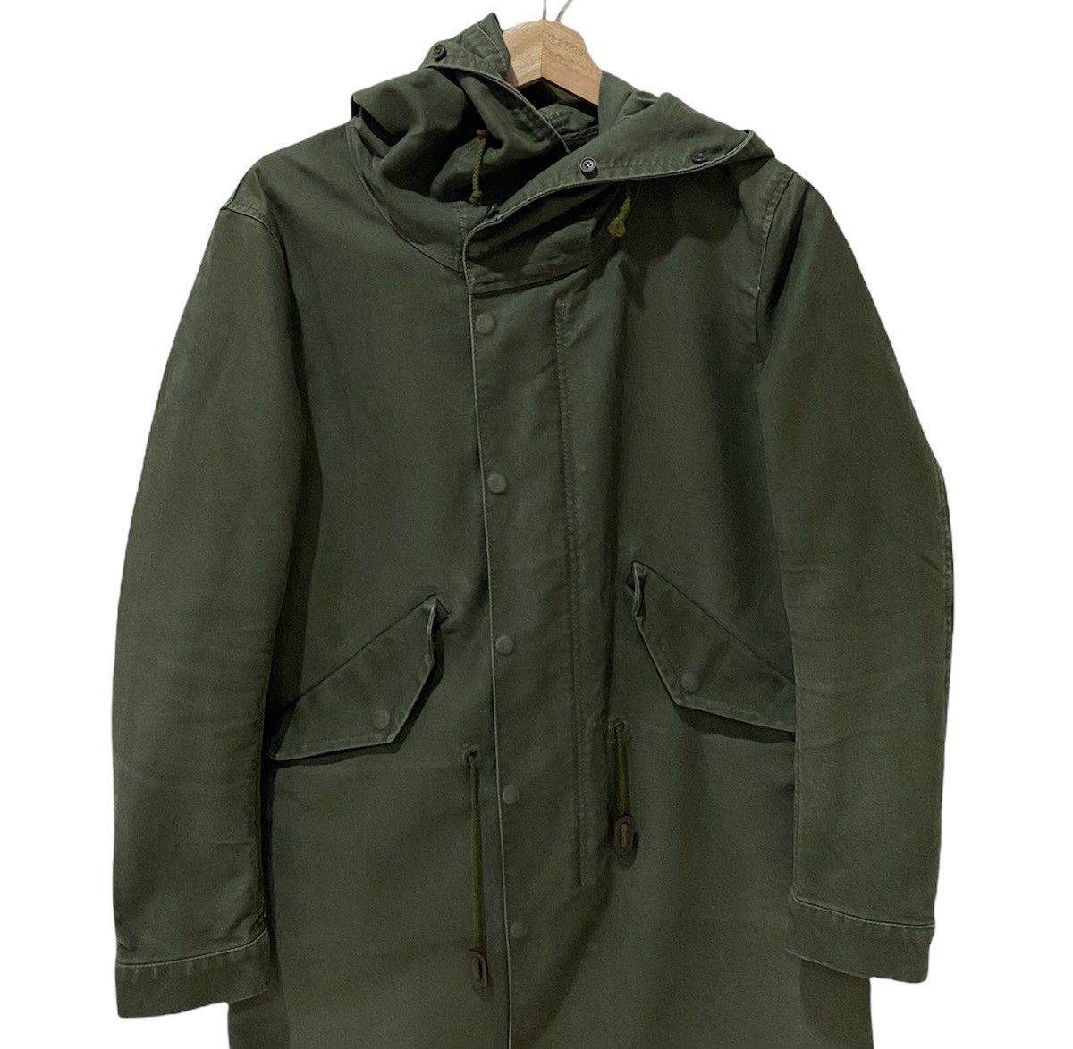 VINTAGE JOURNAL STANDARD ARMY GREEN DRAWSTRING PARKA JACKET - 7