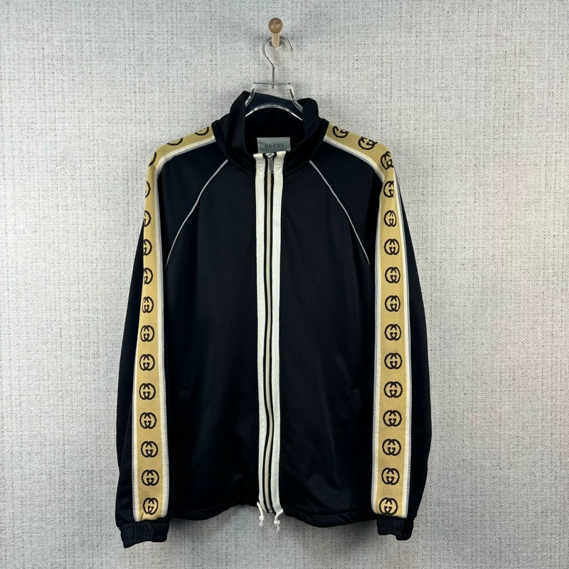 GUCCI Casual Long-Sleeve Jacket with Logo Stripes on Sleeves - 1