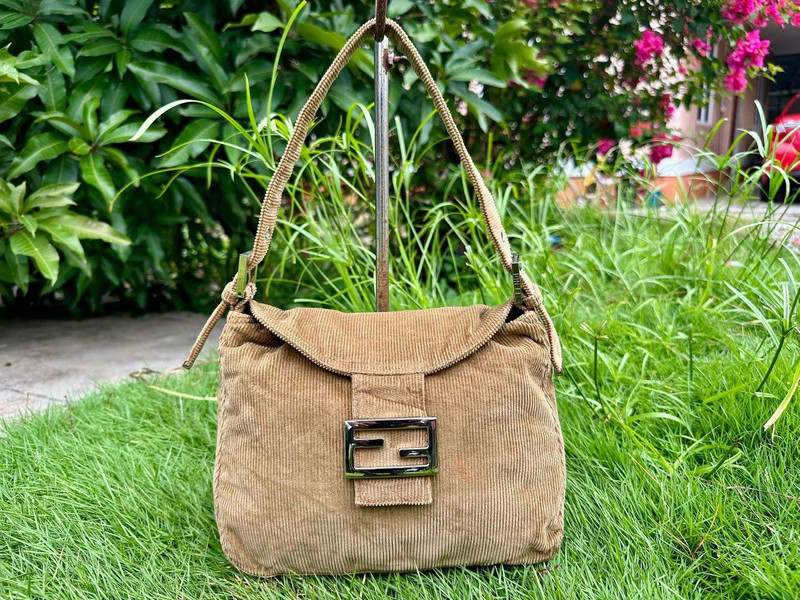 Authentic Fendi Mamma Baguette Corduroy Shoulder Bag - 1
