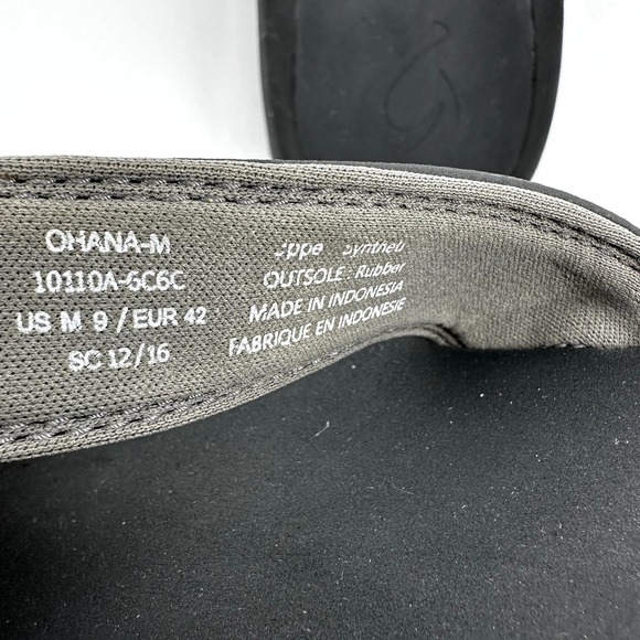 Olukai Ohana Beach Sandals Water Resistant Slip On Cushion Summer Black US 9 - 6