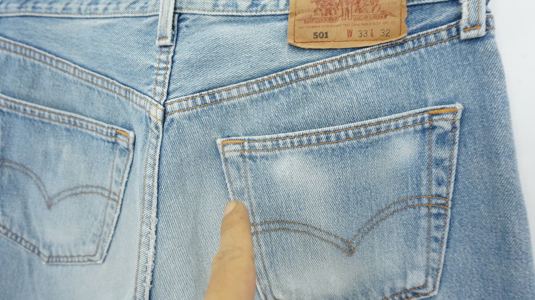 Distressed Denim - Levi's 501 Vintage 90s Distressed Irregular Jeans LF16 - 8