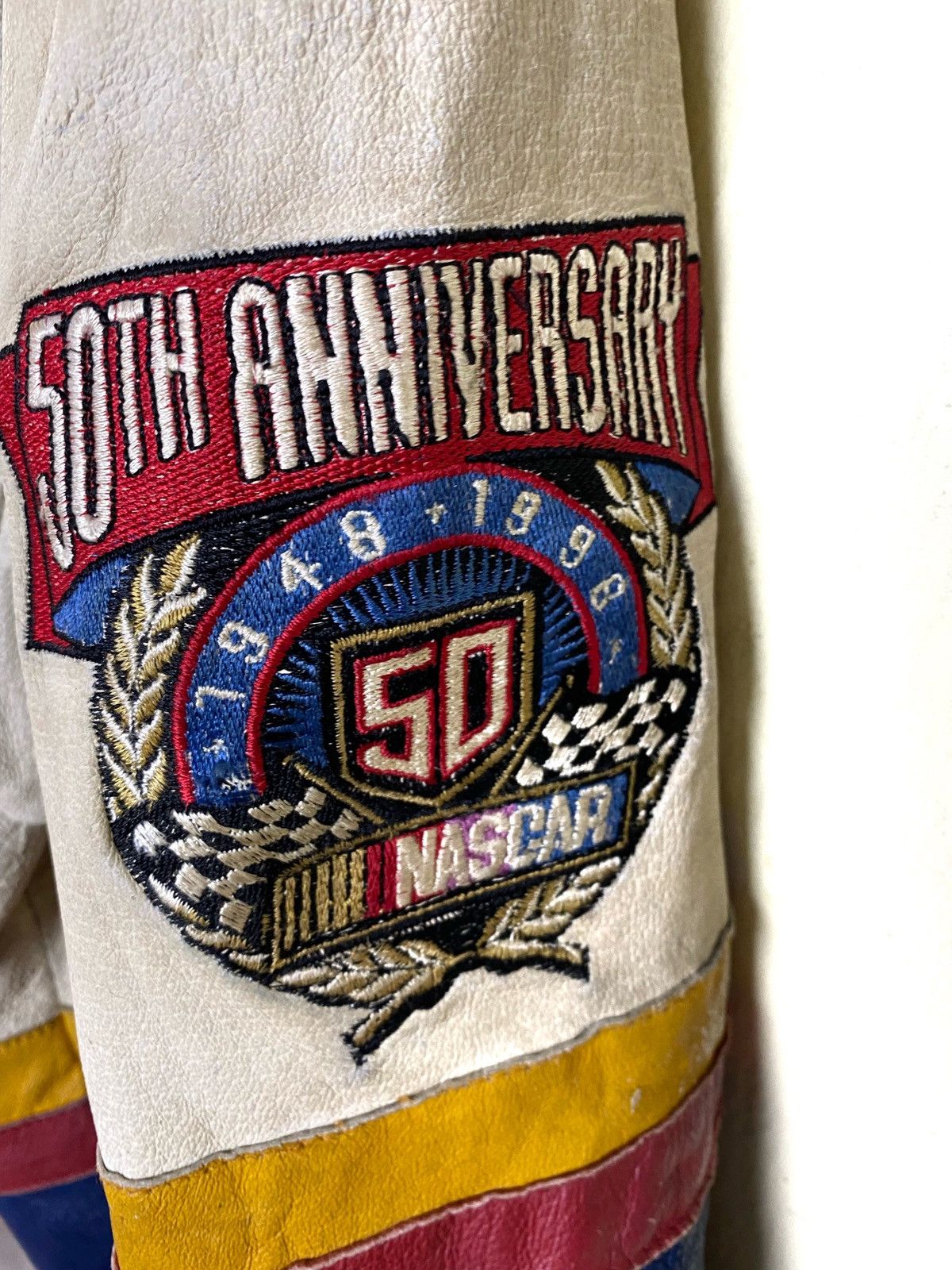 Vintage Jeff Hamilton 50th Anniversary Nascar Leather Jacket - 7