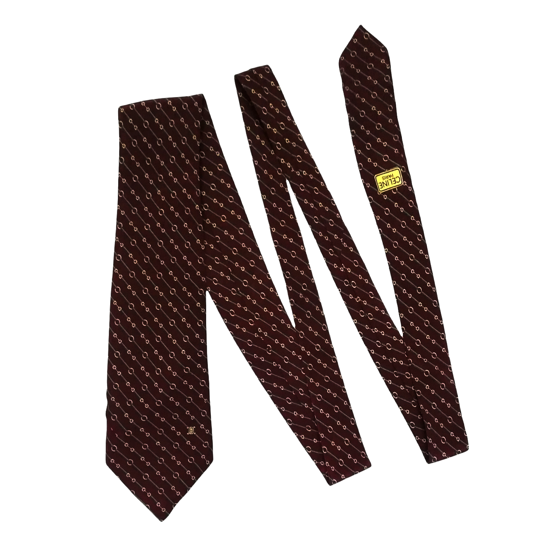 Celine Paris Silk 100% Made Necktie Geometric Designed - 4