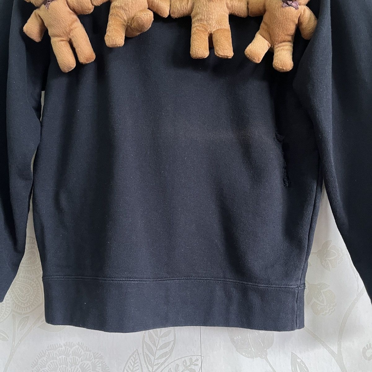 Designer - Rare Mini Teddy Bear Distressed Black Crewneck Sweater - 9