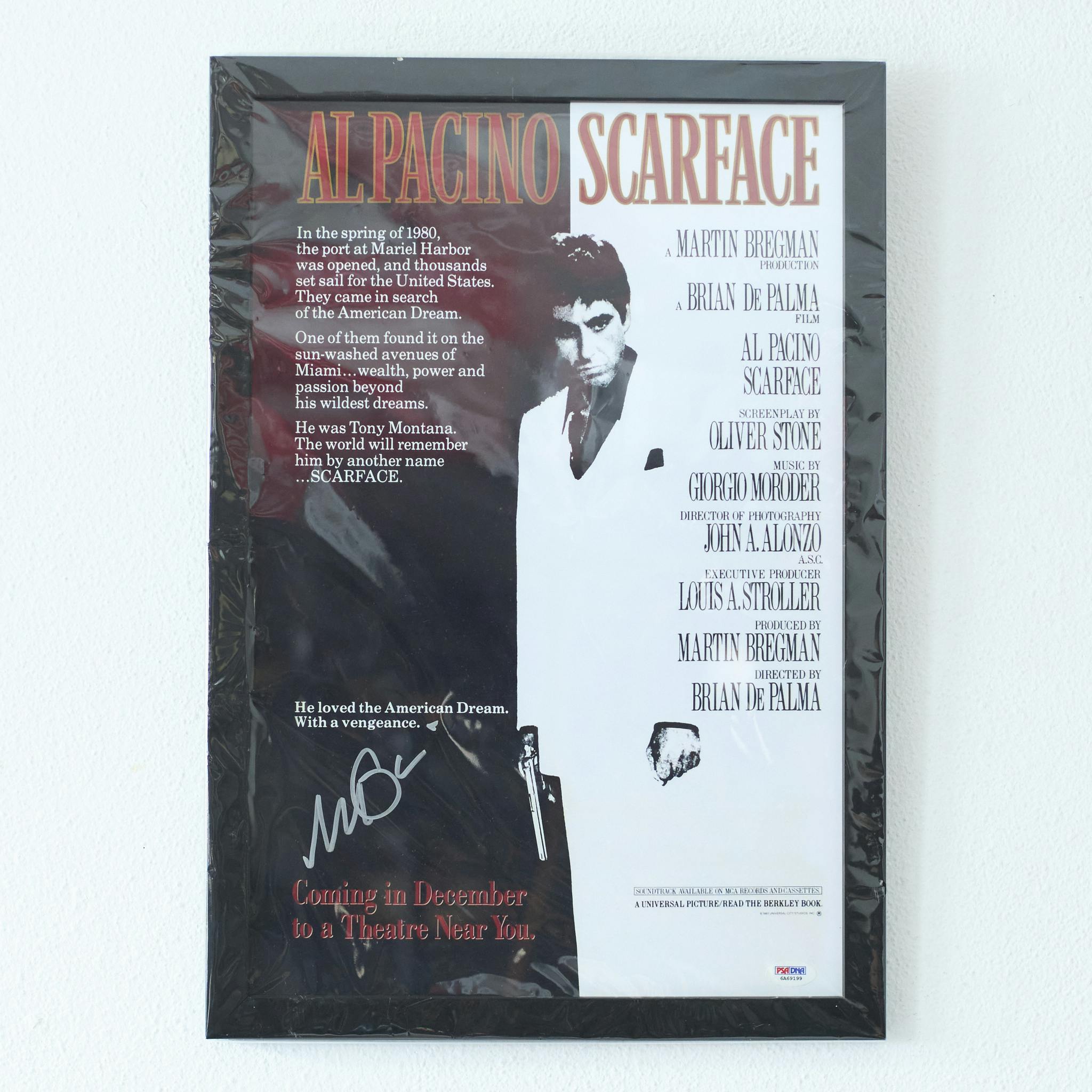 Al Pacino Scarface Movie Poster Autographed PSA Certified - 1
