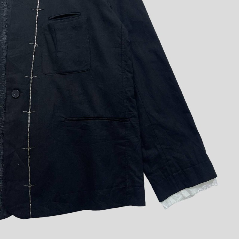 Haider Ackermann Black Cotton Metal-Embellished Jacket - 8