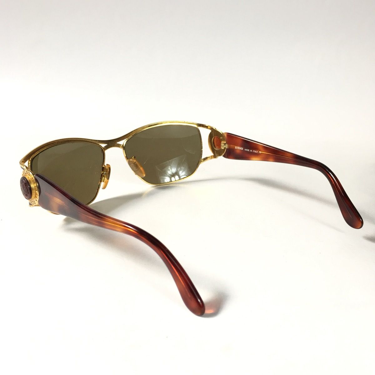 Vintage Fendi FF Gold Tortoise Shell Sunglasses - 3