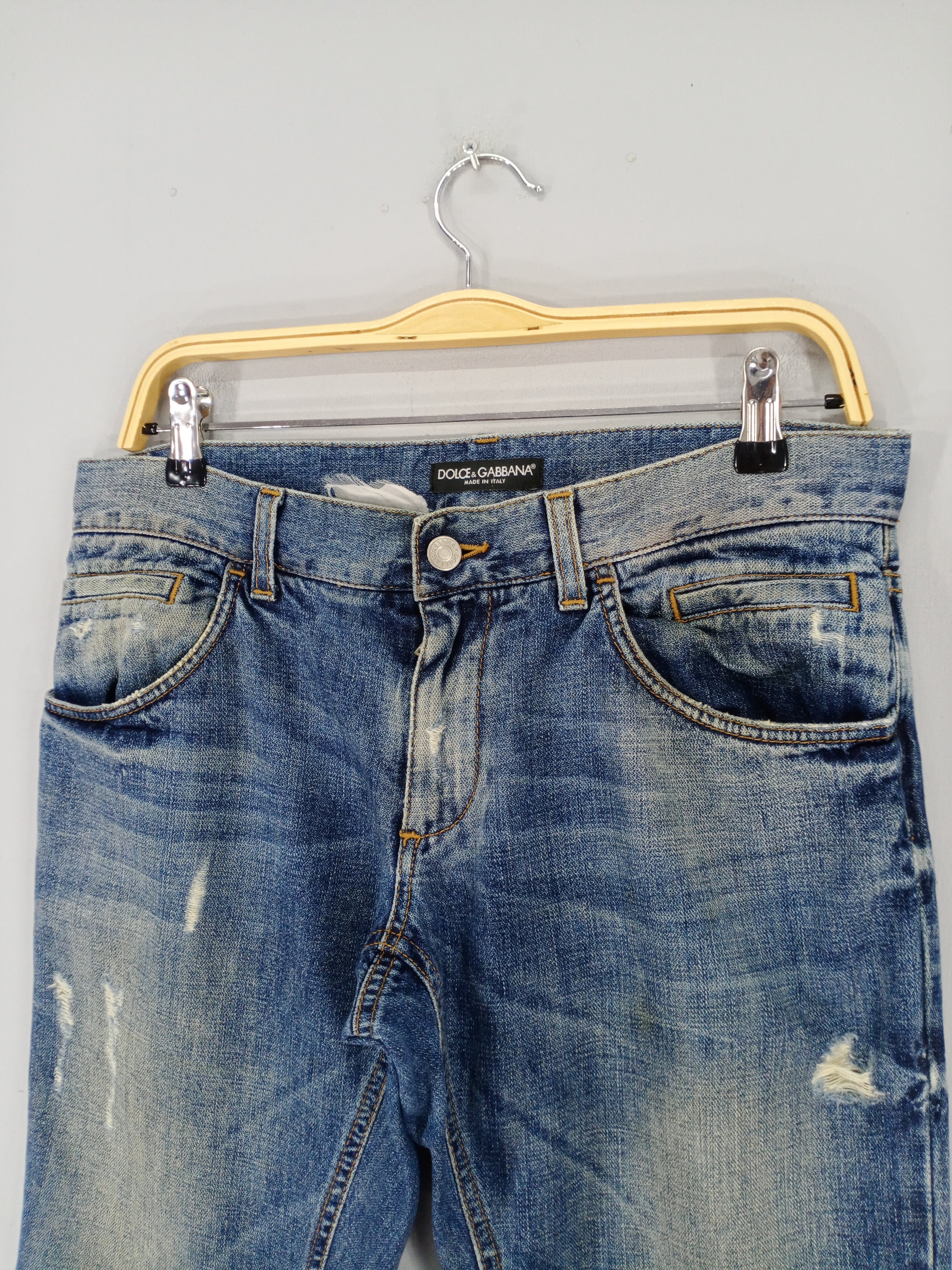 💥RARE💥Dolce Gabbana Medium Wash Distressed Jeans - 4