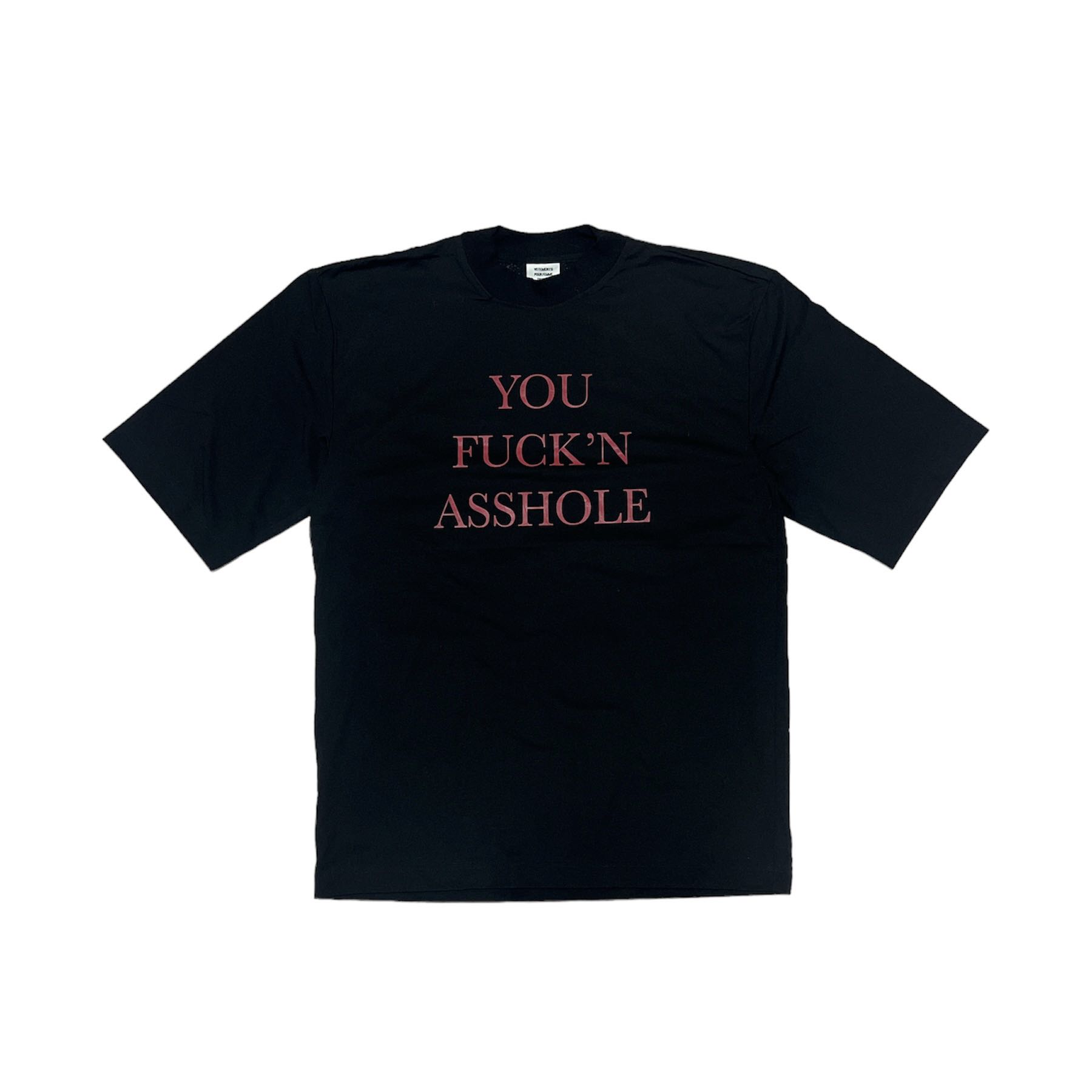 FW17 Vetements You Fuck'n Asshole Football Shoulders T shirt