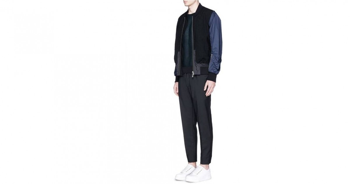 Tim Coppens - RARE Panelled Blue Sleeve Black Bomber Jacket - 5